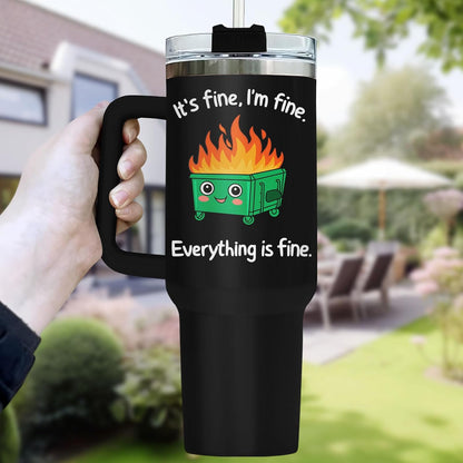 Dumpster Fire This Little 40 oz Tumbler with Handle, Unique Gift | Gifts for Him Her, Friends & Coworkers