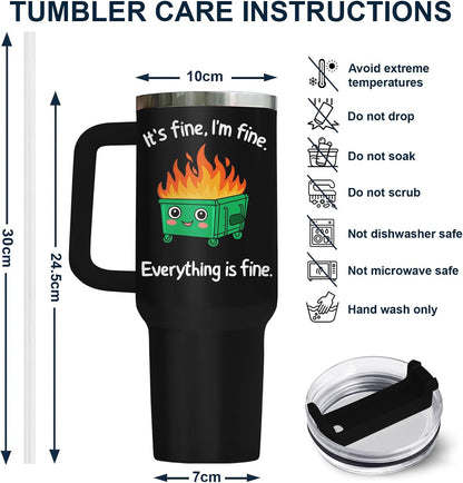 Dumpster Fire This Little 40 oz Tumbler with Handle, Unique Gift | Gifts for Him Her, Friends & Coworkers