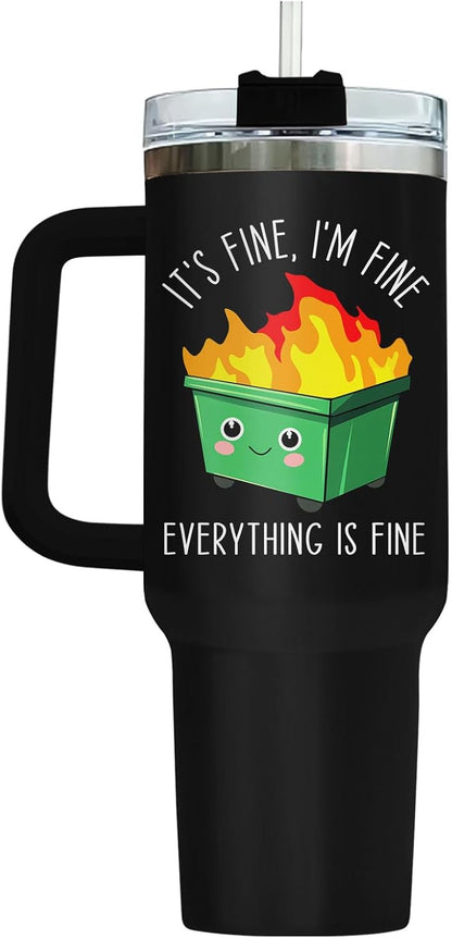 Dumpster Fire This Little 40 oz Tumbler with Handle, Unique Gift | Gifts for Him Her, Friends & Coworkers