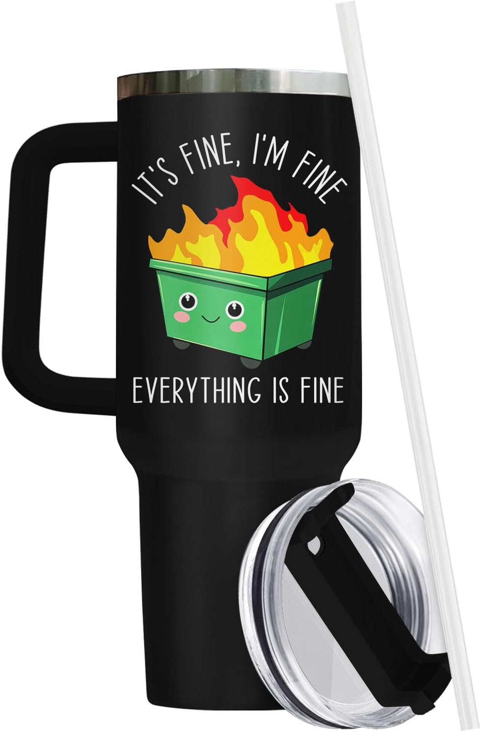 Dumpster Fire This Little 40 oz Tumbler with Handle, Unique Gift | Gifts for Him Her, Friends & Coworkers