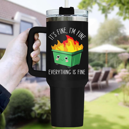 Dumpster Fire This Little 40 oz Tumbler with Handle, Unique Gift | Gifts for Him Her, Friends & Coworkers