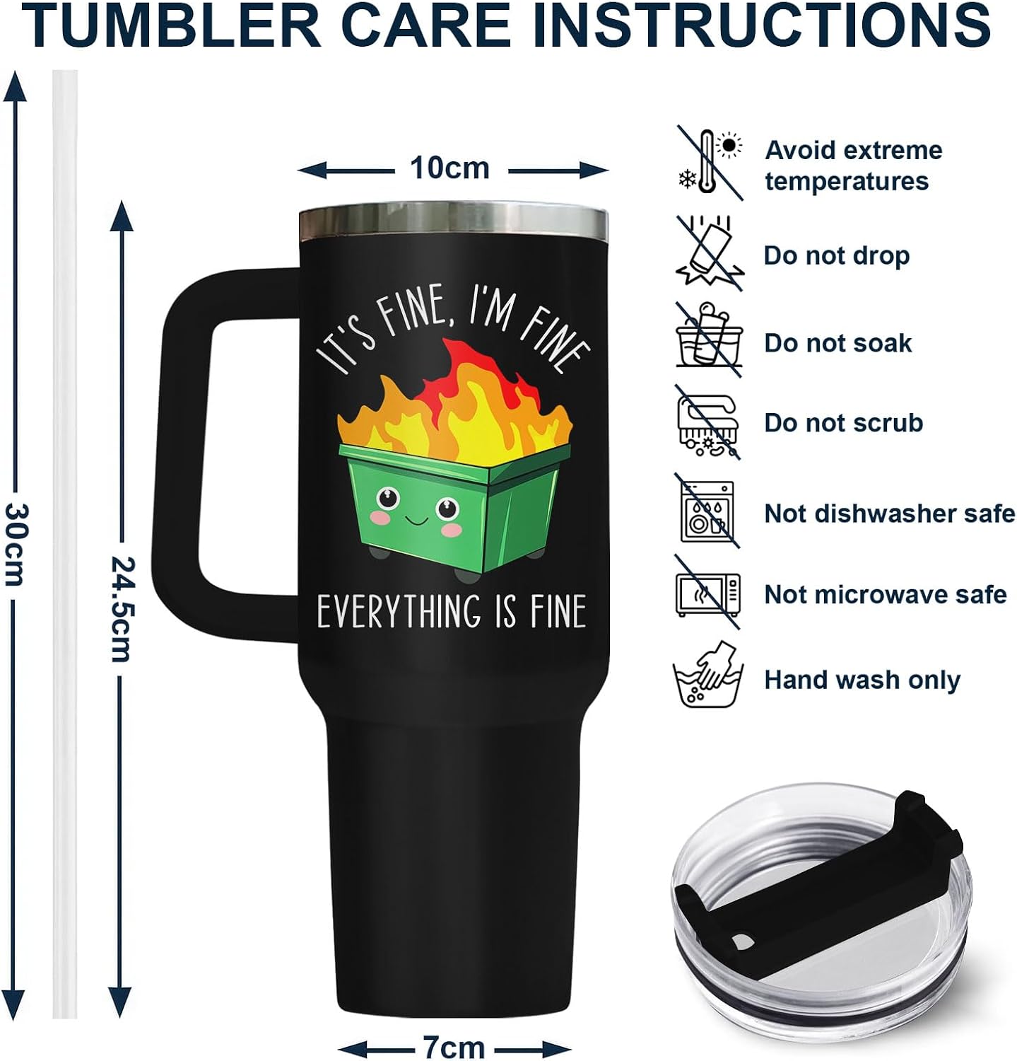 Dumpster Fire This Little 40 oz Tumbler with Handle, Unique Gift | Gifts for Him Her, Friends & Coworkers