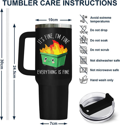 Dumpster Fire This Little 40 oz Tumbler with Handle, Unique Gift | Gifts for Him Her, Friends & Coworkers