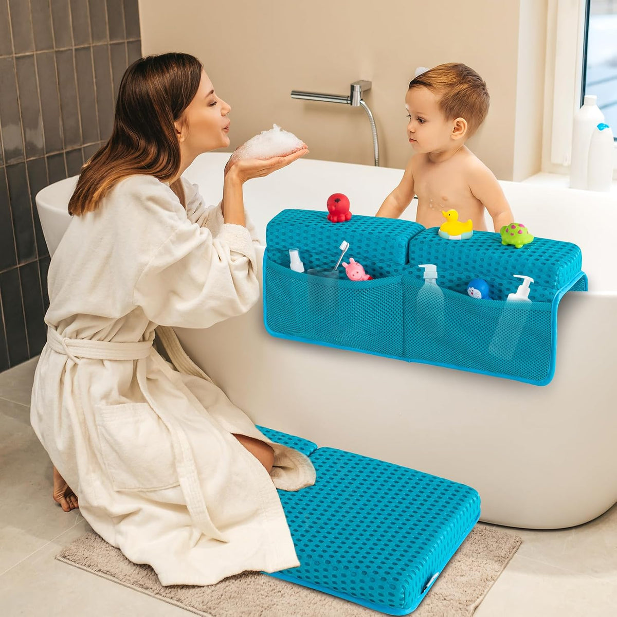 Baby Bath Kneeler Pad Set, Grey