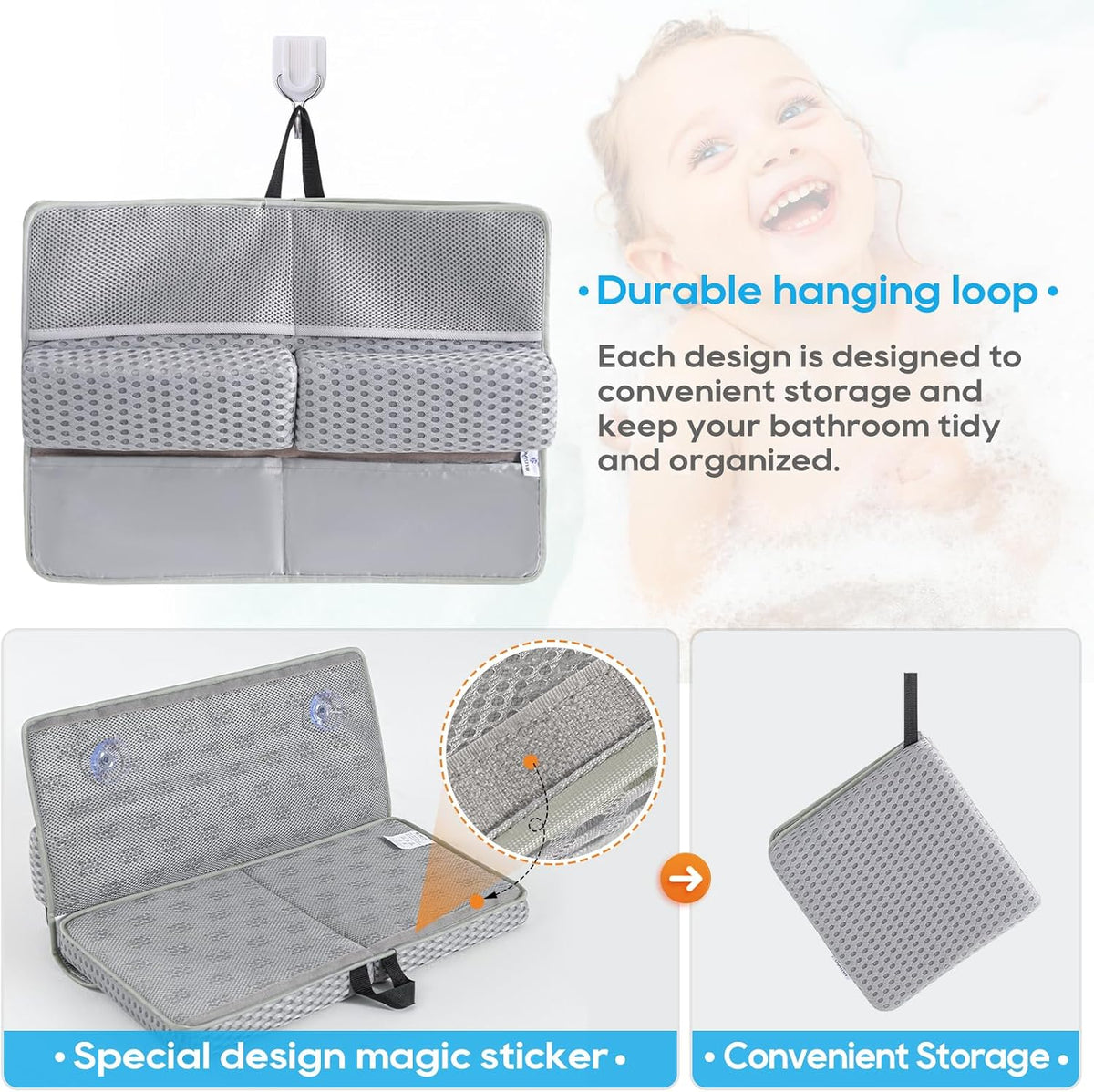 Baby Bath Kneeler Pad Set, Grey