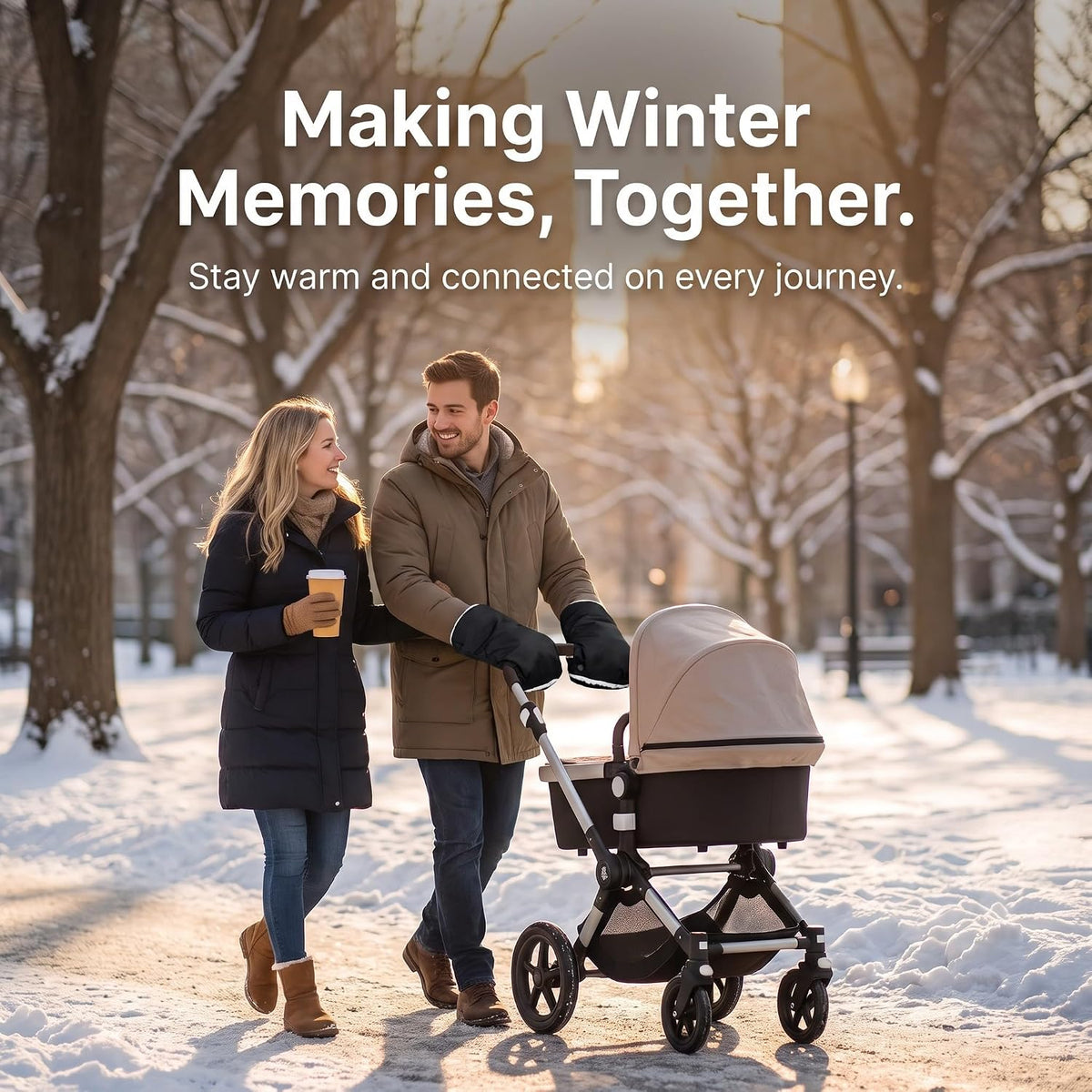 2pcs Pram Hand Muff, Thick Waterproof Fleece Lined Winter Cover