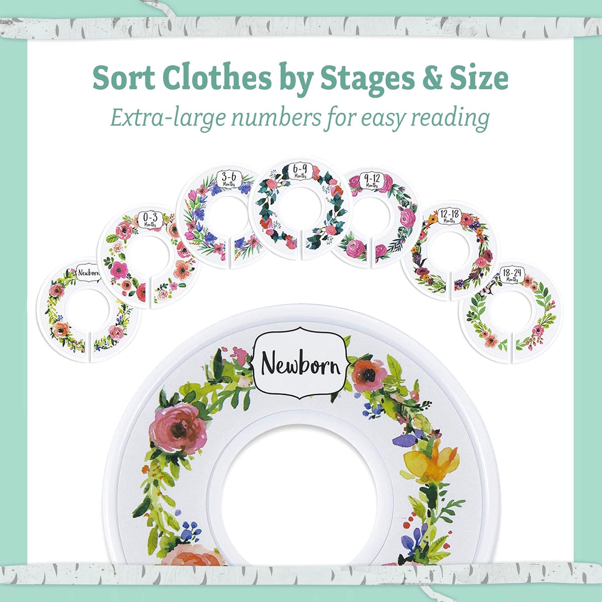 20 Baby Hangers with 7 Closet Dividers for Nursery Velvet Clothes Hangers Unisex Newborn Essentials Baby Size Organizer for Infant Clothing to 24 Months