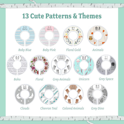 20 Baby Hangers with 7 Closet Dividers for Nursery Velvet Clothes Hangers Unisex Newborn Essentials Baby Size Organizer for Infant Clothing to 24 Months