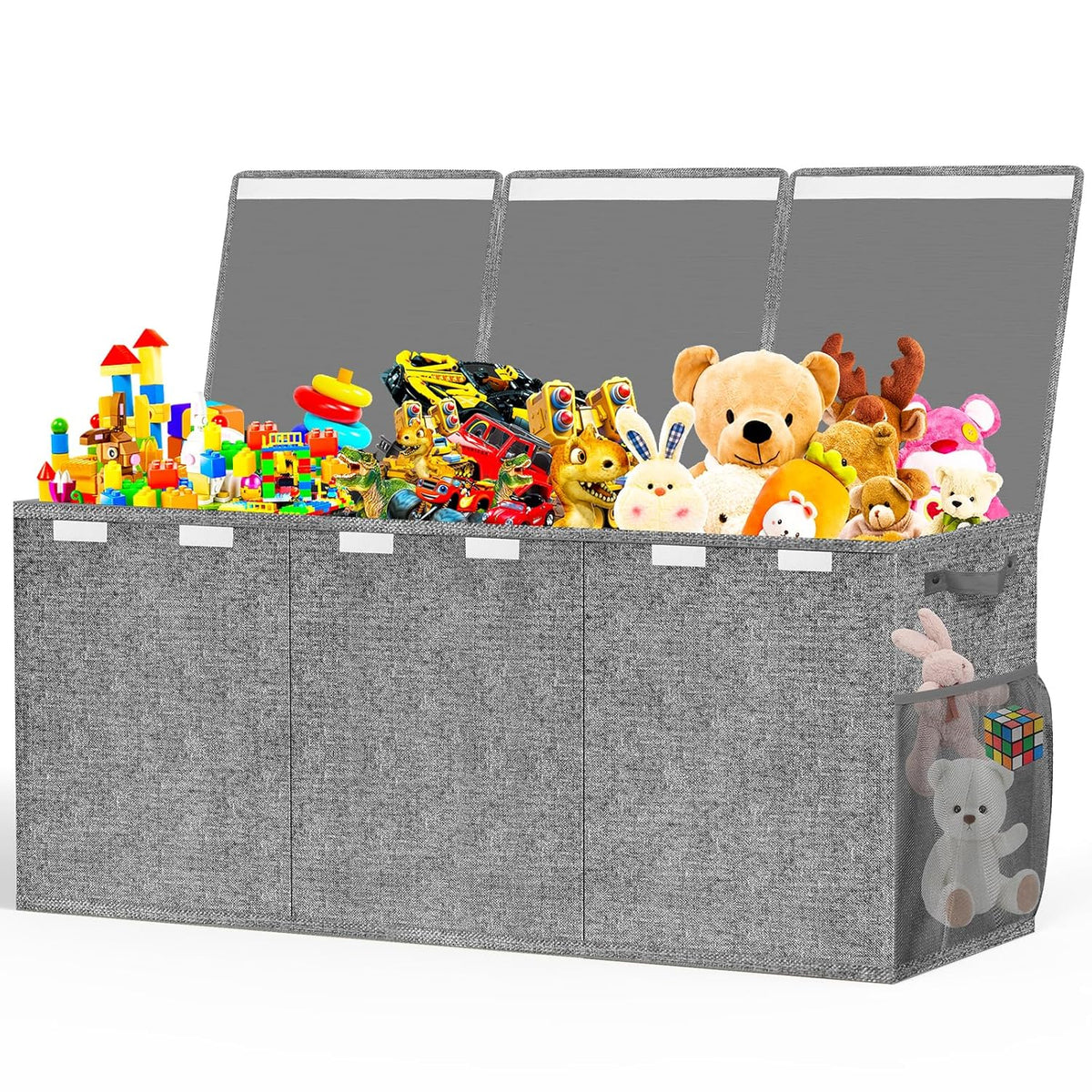 Large Toy Box Storage with Lid, Collapsible Sturdy Toy Chest Bin Black