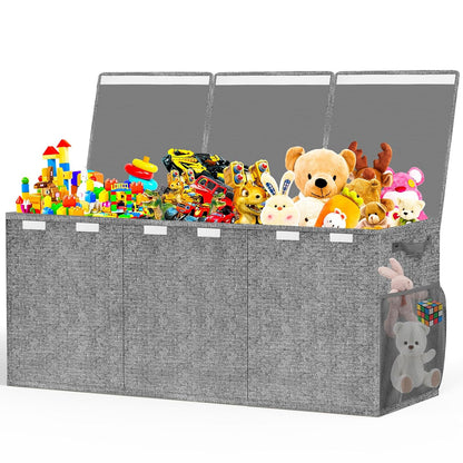 Large Toy Box Storage with Lid, Collapsible Sturdy Toy Chest Bin Black