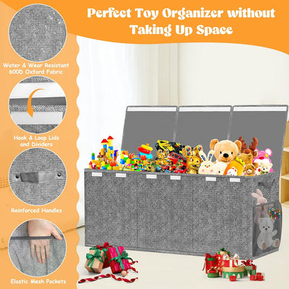 Large Toy Box Storage with Lid, Collapsible Sturdy Toy Chest Bin Black