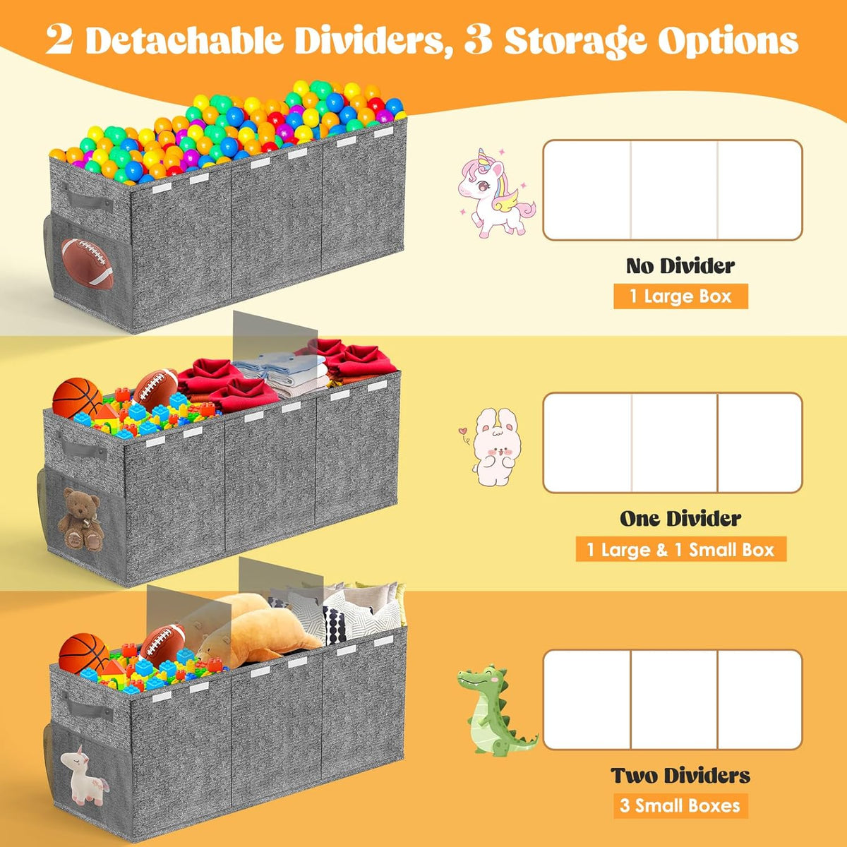 Large Toy Box Storage with Lid, Collapsible Sturdy Toy Chest Bin Black