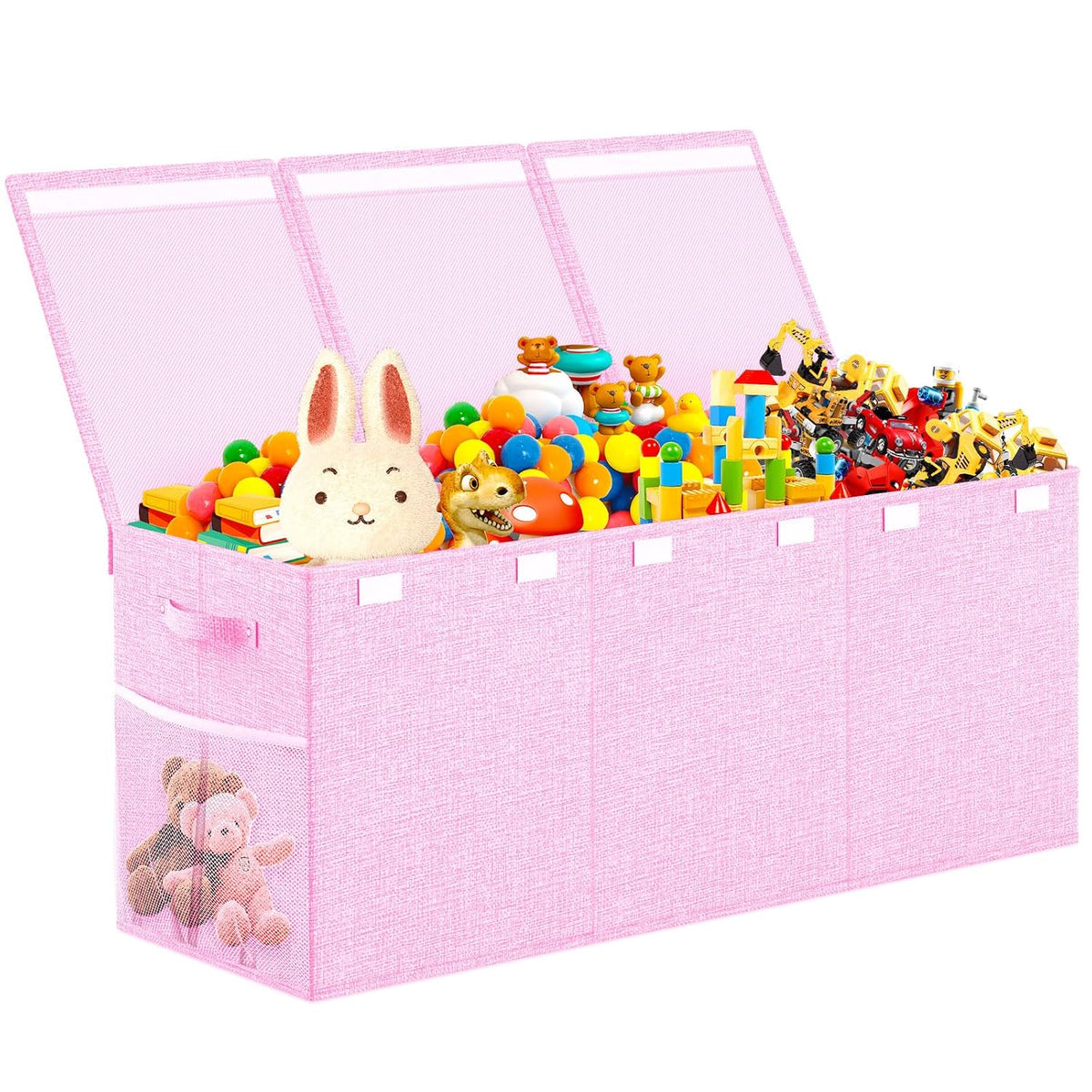 Large Toy Box Storage with Lid, Collapsible Sturdy Toy Chest Bin Black