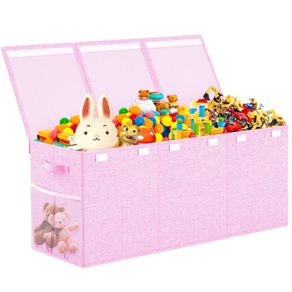 Large Toy Box Storage with Lid, Collapsible Sturdy Toy Chest Bin Black