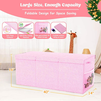 Large Toy Box Storage with Lid, Collapsible Sturdy Toy Chest Bin Black