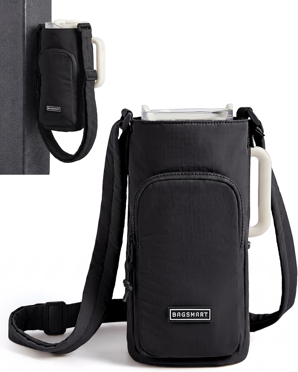 40oz Water Bottle Holder with Strap, Quilted Gym Accessories | Magnetic or Classic Design, Lightweiht Tumbler Drink Carrier, Quilted Crossbody Purse