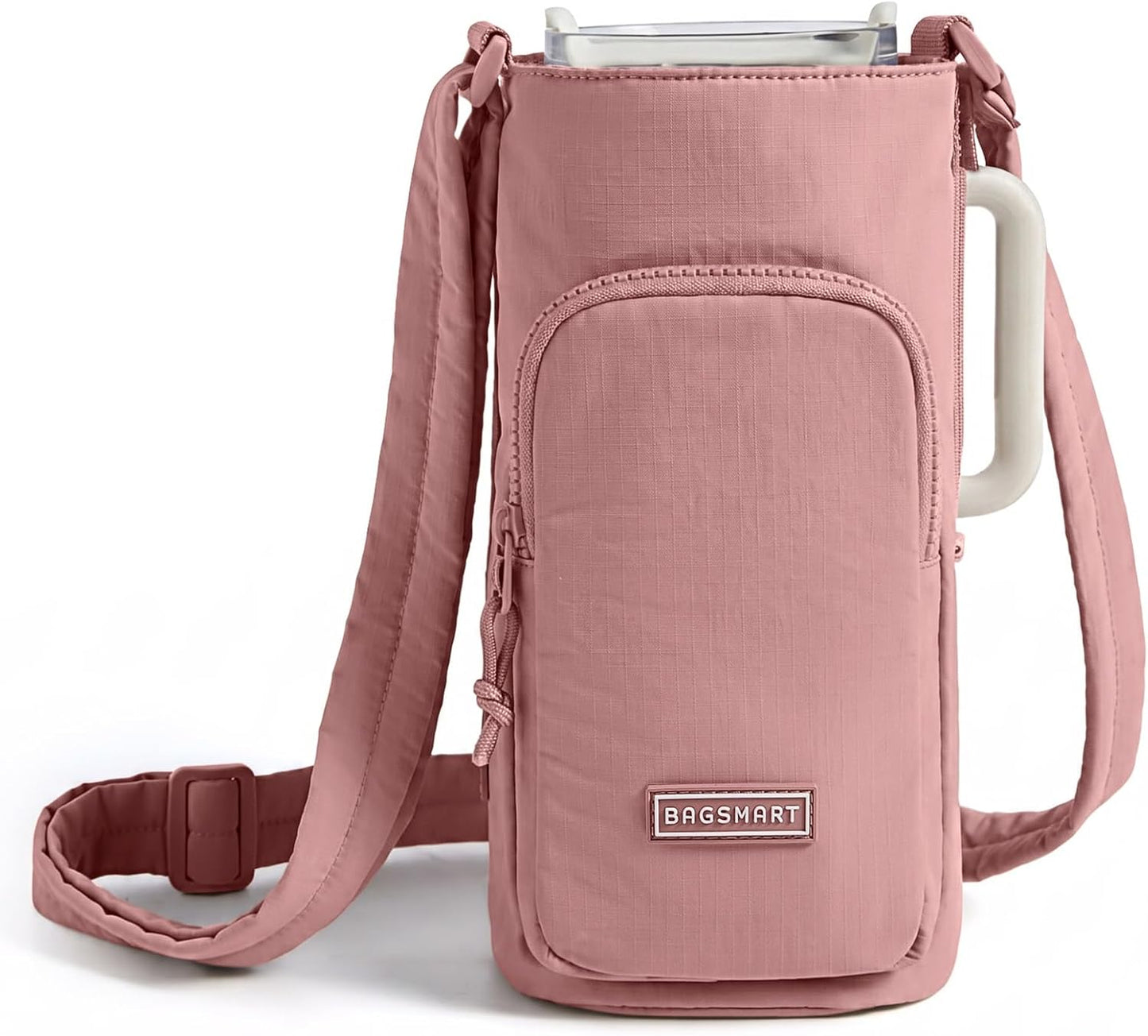 40oz Water Bottle Holder with Strap, Quilted Gym Accessories | Magnetic or Classic Design, Lightweiht Tumbler Drink Carrier, Quilted Crossbody Purse