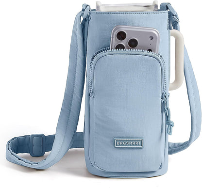 40oz Water Bottle Holder with Strap, Quilted Gym Accessories | Magnetic or Classic Design, Lightweiht Tumbler Drink Carrier, Quilted Crossbody Purse