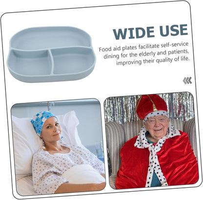 Divided Food Plate Silicone with Suction Cup for Elderly Patients