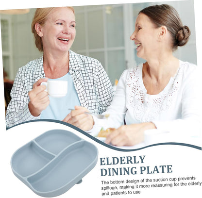 Divided Food Plate Silicone with Suction Cup for Elderly Patients
