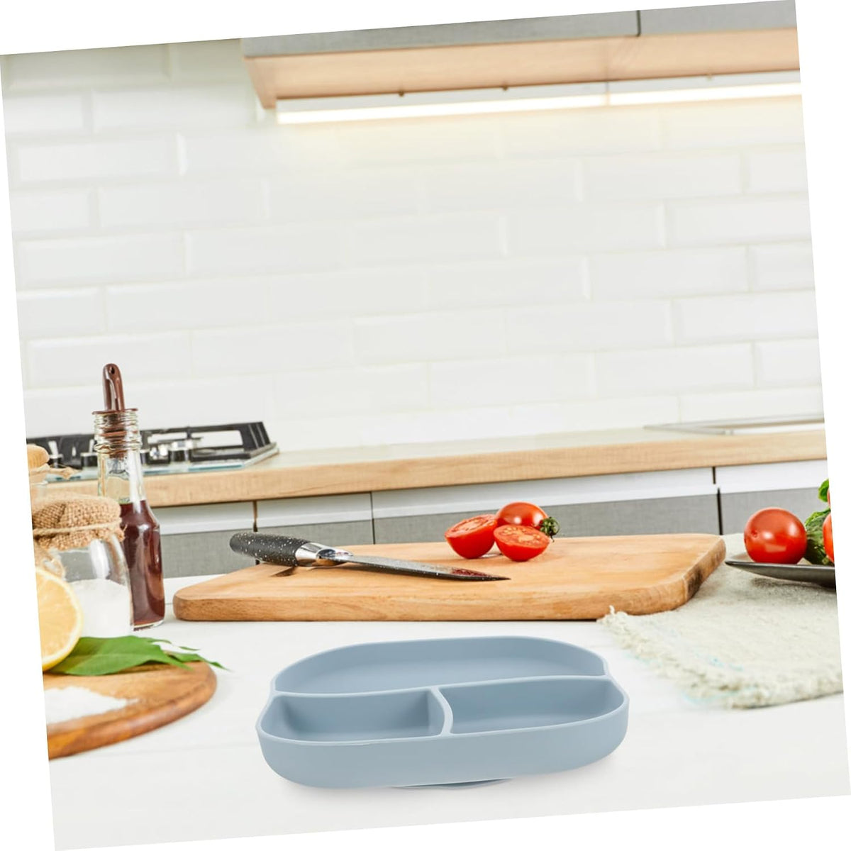Divided Food Plate Silicone with Suction Cup for Elderly Patients