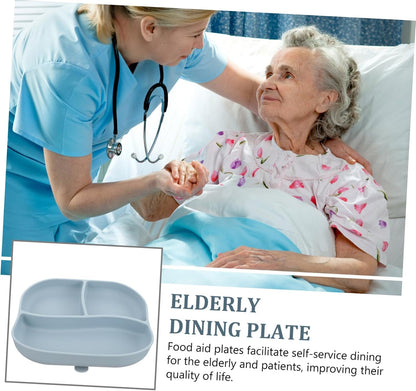 Divided Food Plate Silicone with Suction Cup for Elderly Patients