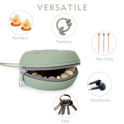 Pacifier Holder Case for Diaper Bags, Silicone Pacifiers Storage Case for Newborn, BPA-Free Portable Travel Pacifier Pouch for Girls(Blush, Dusty Lilac)