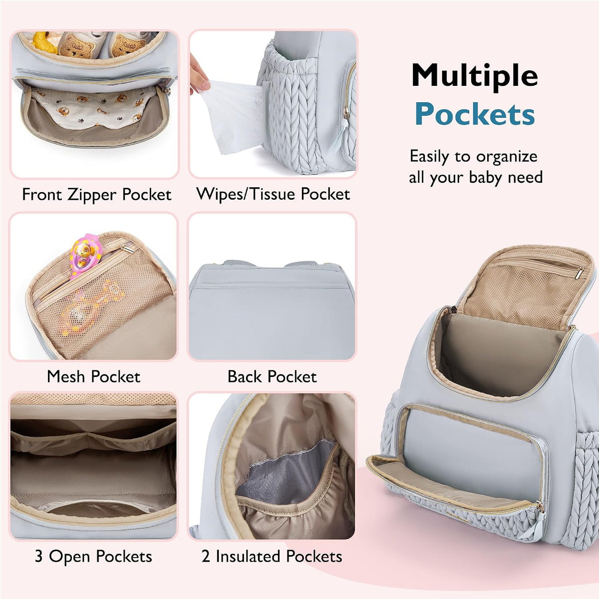 Diaper Bag Backpack, Large Travel Baby Bag for Daily Essentials