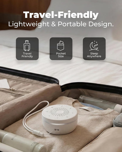 White Noise Sound Machine for Sleep, Portable White Noise Sound Machine with 30 Soothing Sounds, 3 Timers, Night Light, Memory Function for Baby Registry, Adults, Kids, Travel, Home, Office