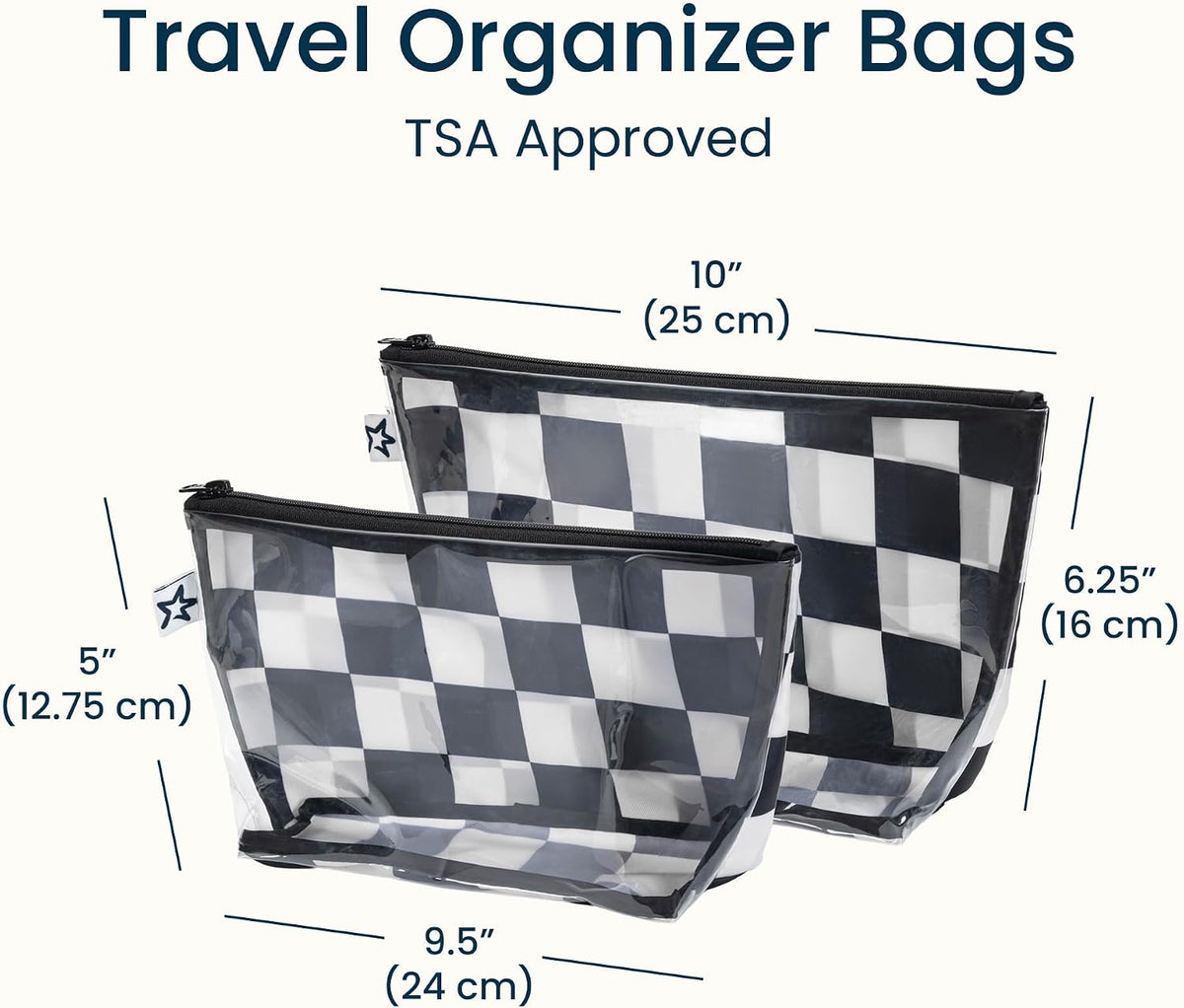 Diaper Bag Organizing Pouches | 2 Pack Mess-Proof Travel Organizer Bags with Structured Bottom & Clear Front | TSA Approved Toiletry Bag Set for Baby and Mom Essentials (Boho Rainbow)