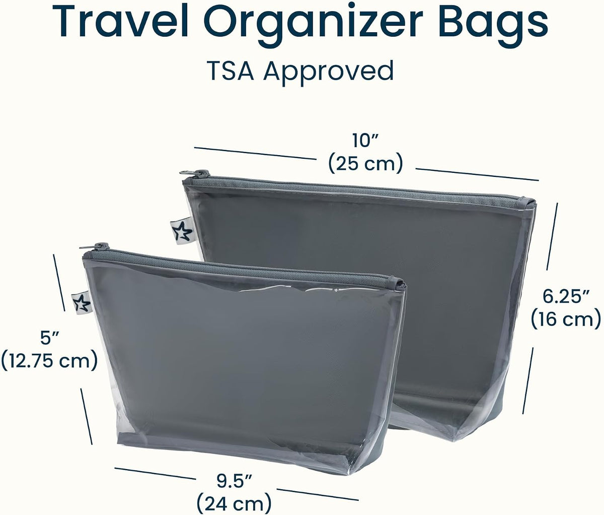 Diaper Bag Organizing Pouches | 2 Pack Mess-Proof Travel Organizer Bags with Structured Bottom & Clear Front | TSA Approved Toiletry Bag Set for Baby and Mom Essentials (Boho Rainbow)
