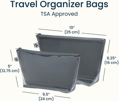 Diaper Bag Organizing Pouches | 2 Pack Mess-Proof Travel Organizer Bags with Structured Bottom & Clear Front | TSA Approved Toiletry Bag Set for Baby and Mom Essentials (Boho Rainbow)