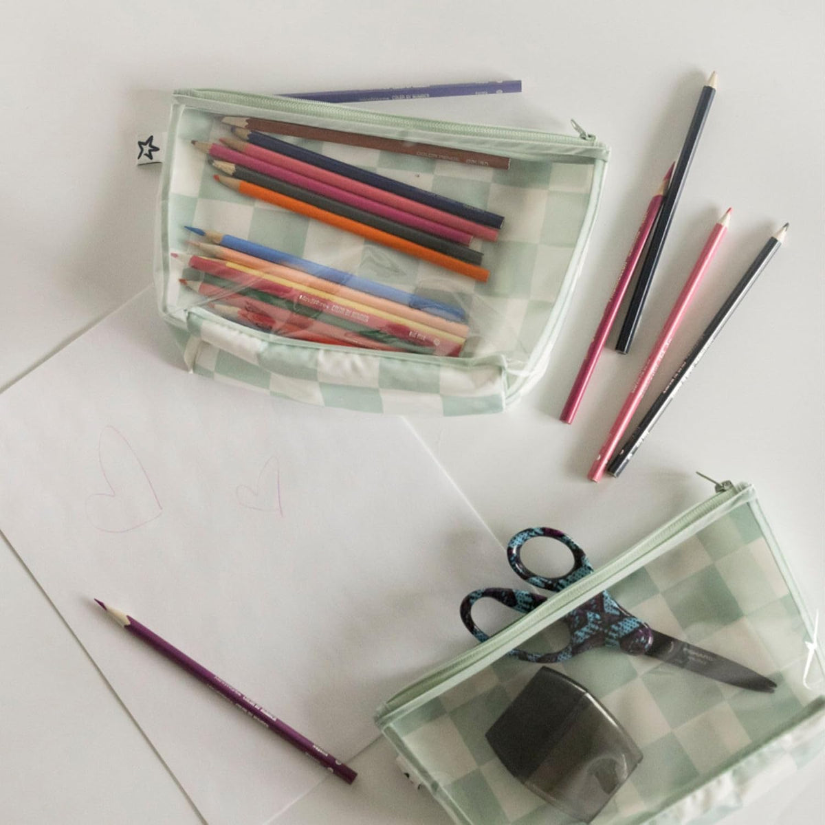 Diaper Bag Organizing Pouches | 2 Pack Mess-Proof Travel Organizer Bags with Structured Bottom & Clear Front | TSA Approved Toiletry Bag Set for Baby and Mom Essentials (Boho Rainbow)