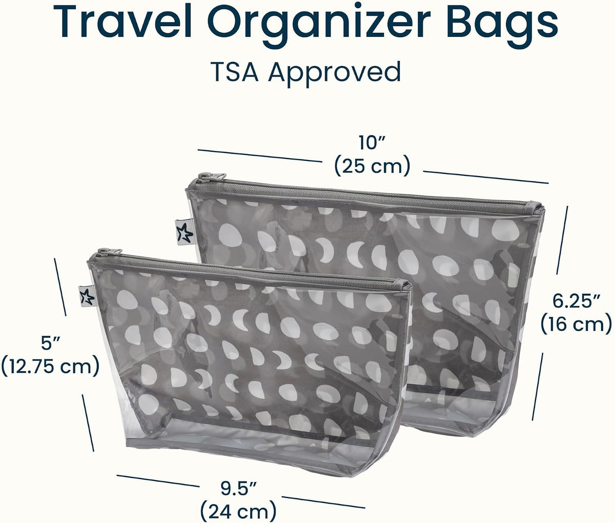 Diaper Bag Organizing Pouches | 2 Pack Mess-Proof Travel Organizer Bags with Structured Bottom & Clear Front | TSA Approved Toiletry Bag Set for Baby and Mom Essentials (Boho Rainbow)
