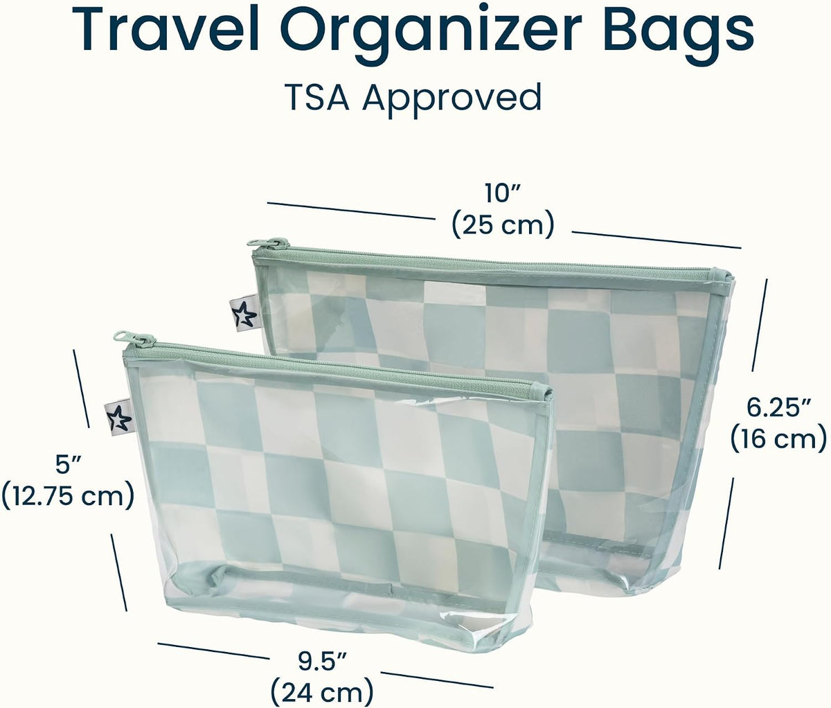 Diaper Bag Organizing Pouches | 2 Pack Mess-Proof Travel Organizer Bags with Structured Bottom & Clear Front | TSA Approved Toiletry Bag Set for Baby and Mom Essentials (Boho Rainbow)
