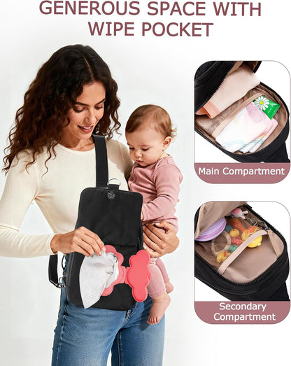 Mini Diaper Bag with Changing Pad, Small Crossbody Diaper Purse