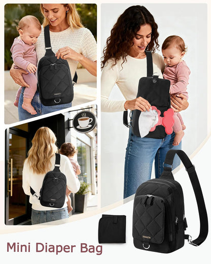 Mini Diaper Bag with Changing Pad, Small Crossbody Diaper Purse