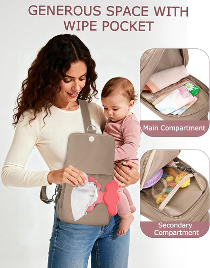Mini Diaper Bag with Changing Pad, Small Crossbody Diaper Purse