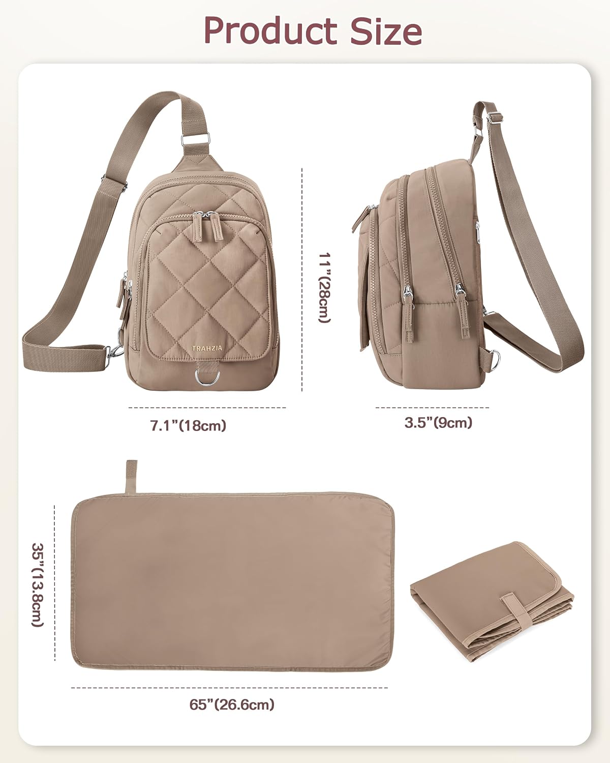 Mini Diaper Bag with Changing Pad, Small Crossbody Diaper Purse