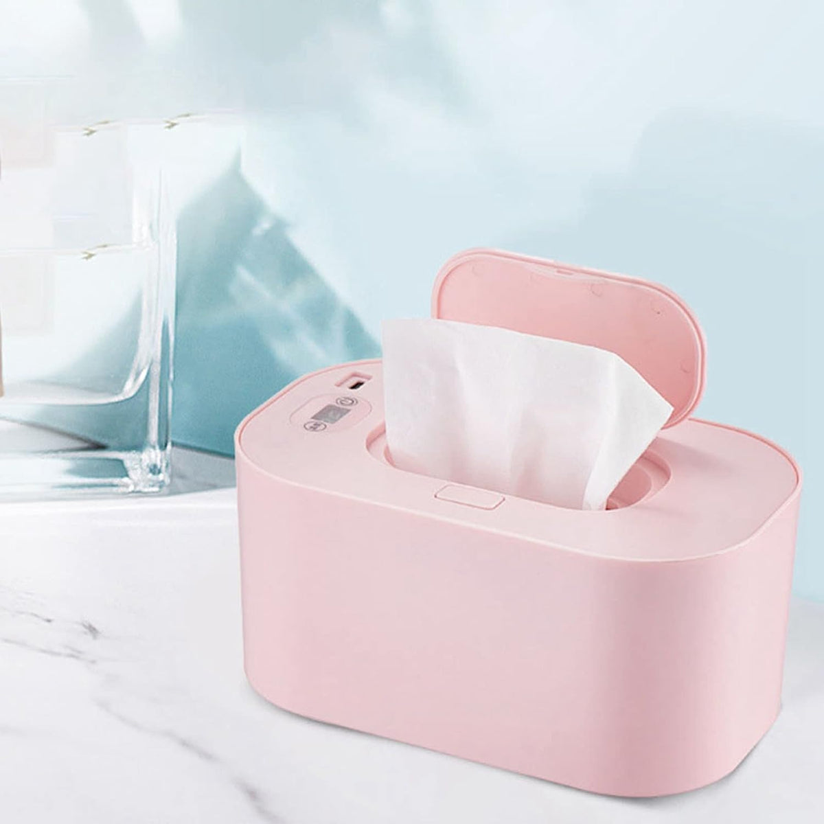 Baby Wet Wipes Warmer Baby Wipes Dispenser Wipe Holder with Lid Portable Wet Wipe Pouch (Pink)