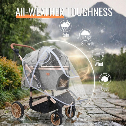 Pet Stroller Rain Cover,Ventilated Clear EVA,Universal Fit