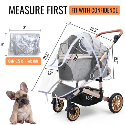 Pet Stroller Rain Cover,Ventilated Clear EVA,Universal Fit