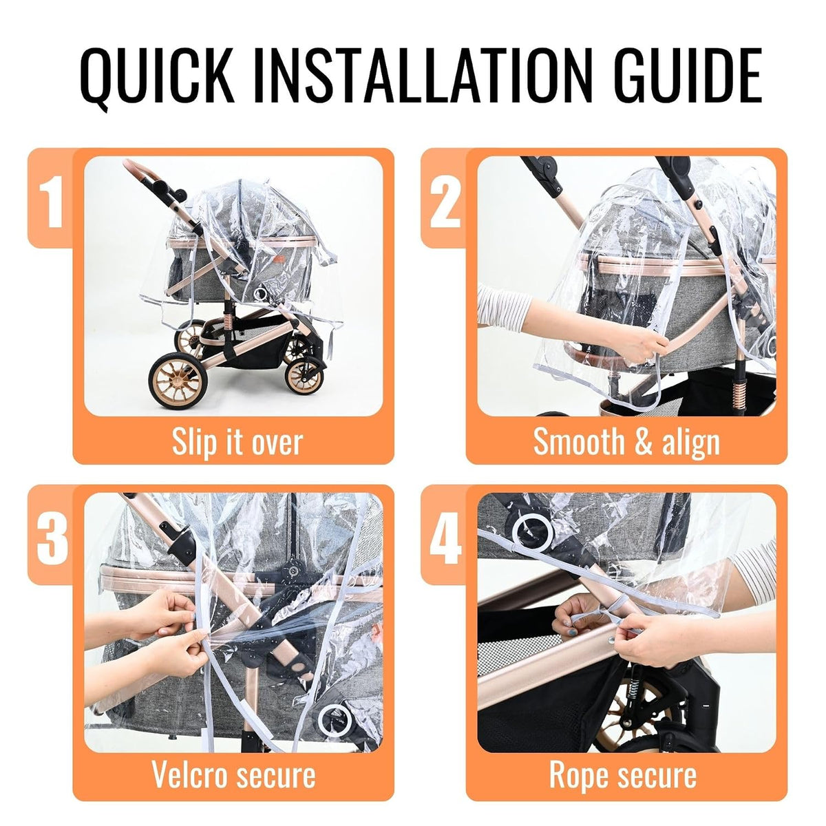 Pet Stroller Rain Cover,Ventilated Clear EVA,Universal Fit