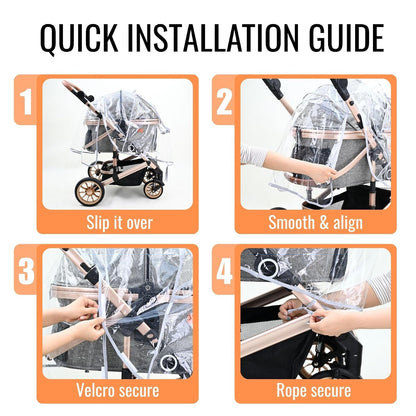 Pet Stroller Rain Cover,Ventilated Clear EVA,Universal Fit
