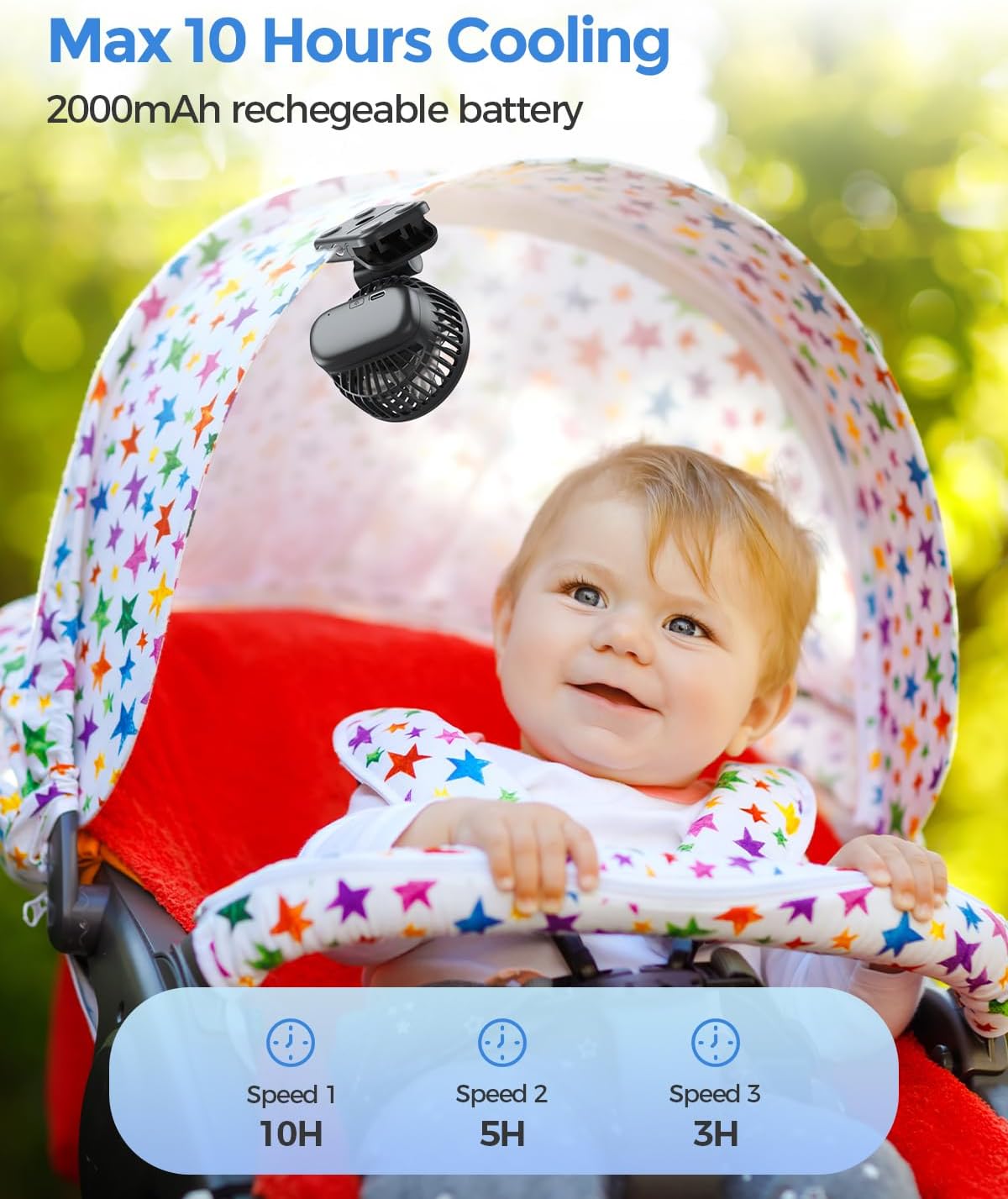 Mini Baby Fan with Clip for Carrier Stroller, Ultra Light 0.24 lb