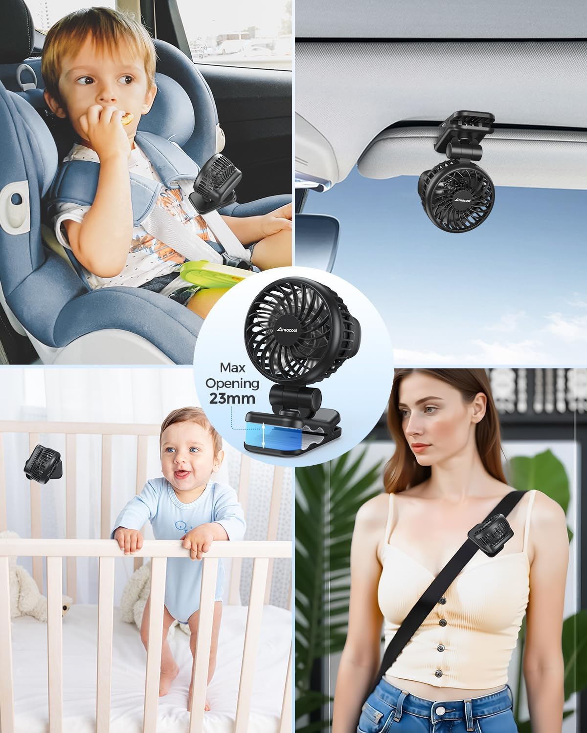 Mini Baby Fan with Clip for Carrier Stroller, Ultra Light 0.24 lb
