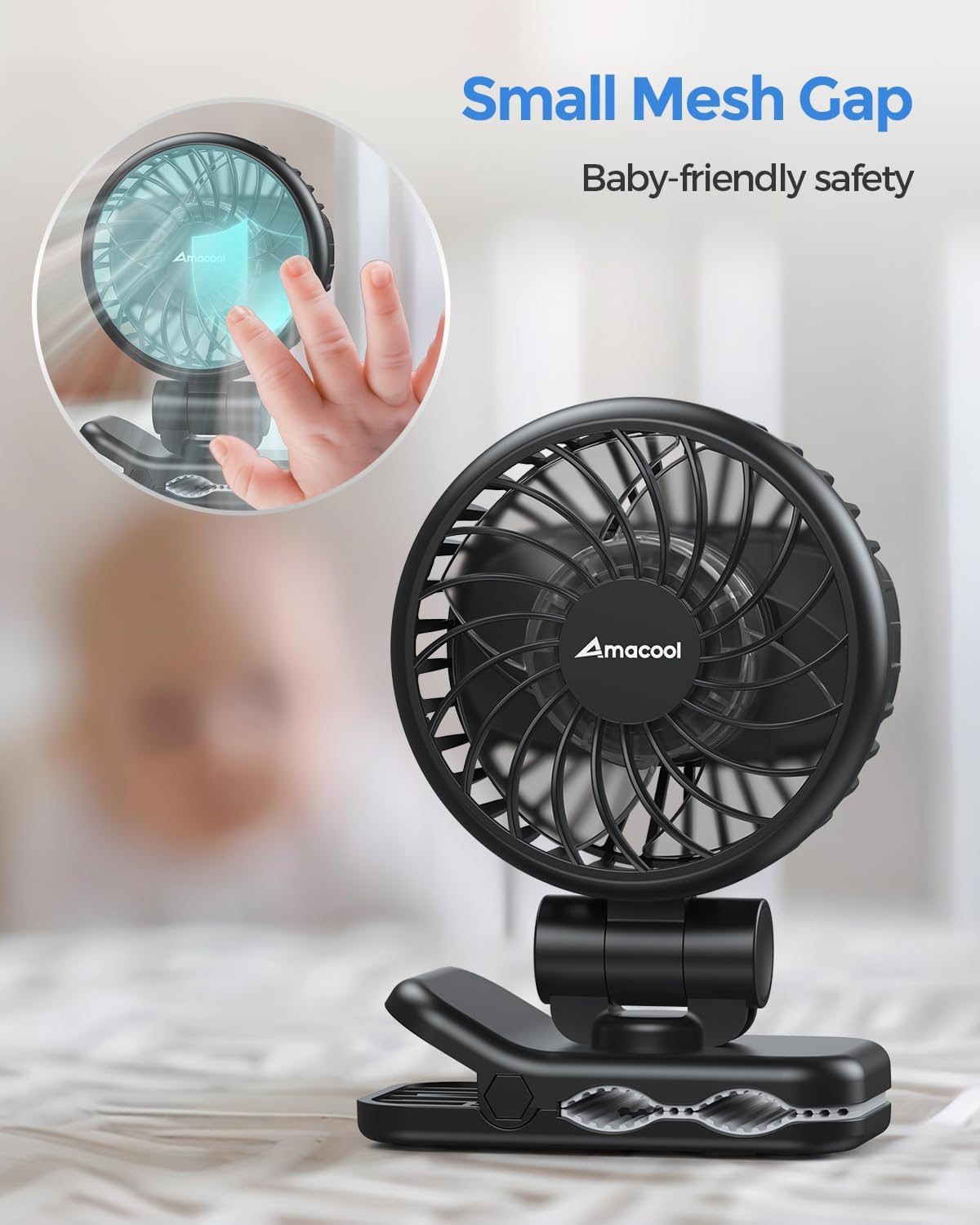 Mini Baby Fan with Clip for Carrier Stroller, Ultra Light 0.24 lb