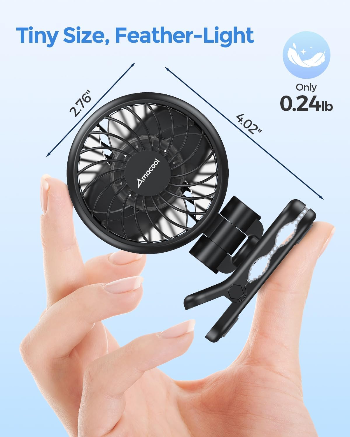 Mini Baby Fan with Clip for Carrier Stroller, Ultra Light 0.24 lb