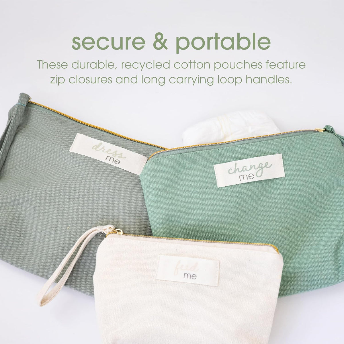 Baby Diaper Bag Organizing Zipper Pouches, Set of 3