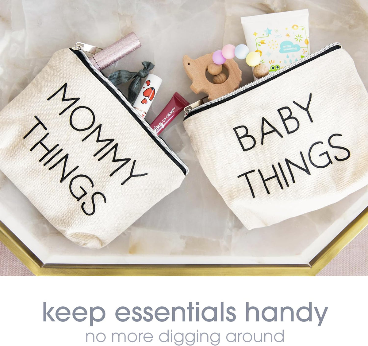 Baby Diaper Bag Organizing Zipper Pouches, Set of 3